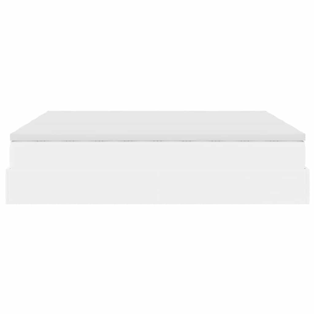 Struttura Letto Pouf con Materassi Bianco 200x200 cm Similpelle
