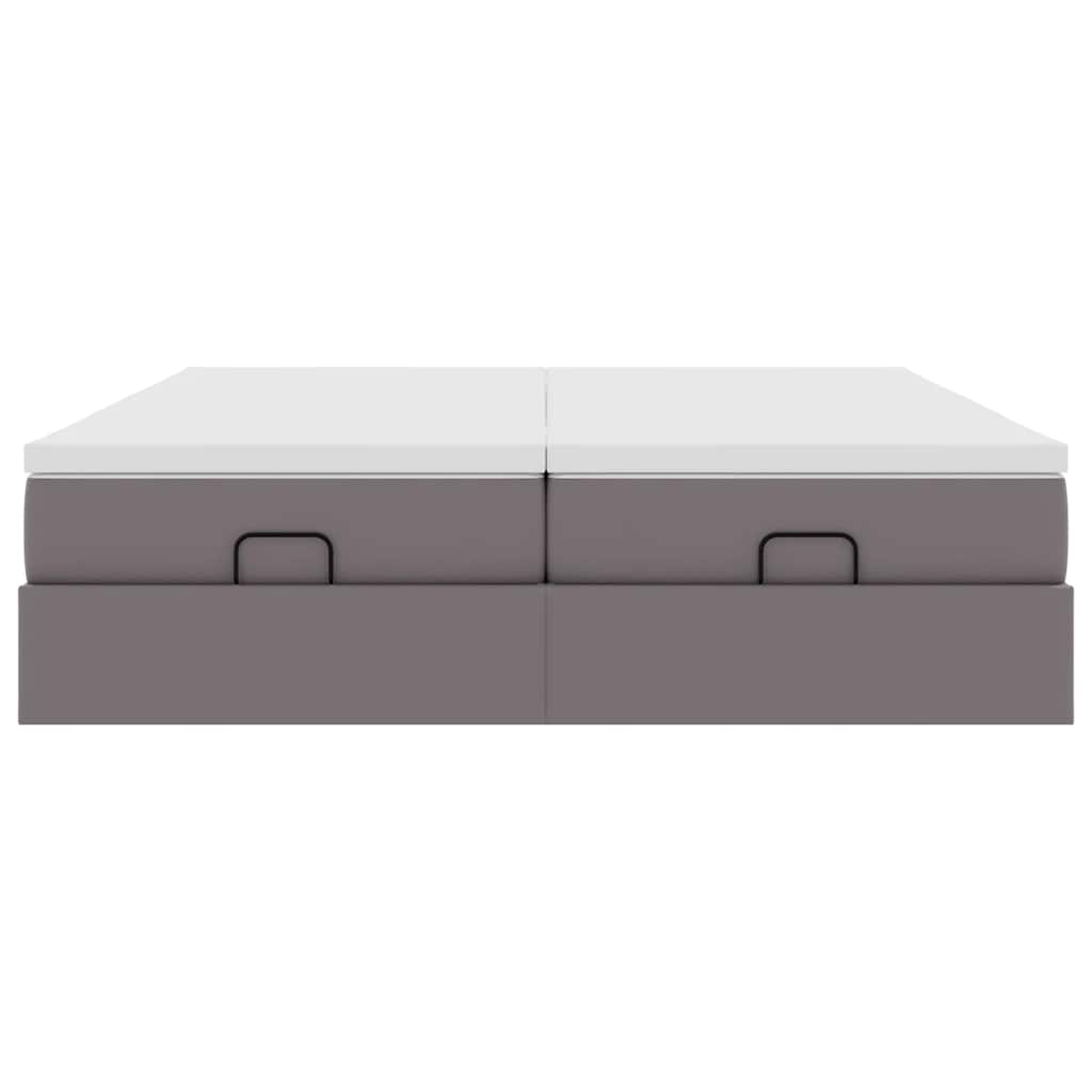 Struttura Letto Pouf con Materassi Grigio 200x200 cm Similpelle