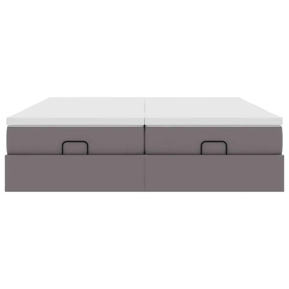 Struttura Letto Pouf con Materassi Grigio 200x200 cm Similpelle