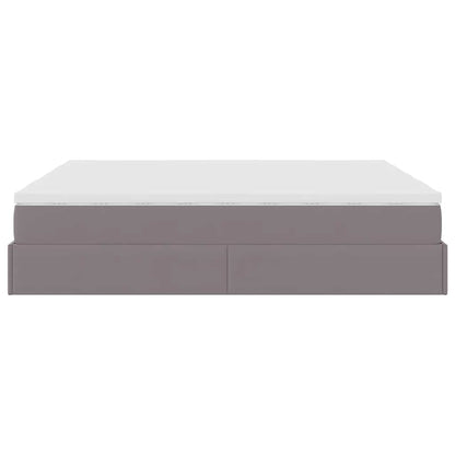 Struttura Letto Pouf con Materassi Grigio 200x200 cm Similpelle