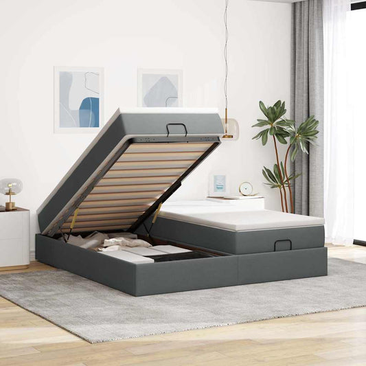 Struttura Letto Pouf con Materassi 160x200 cm in Tessuto