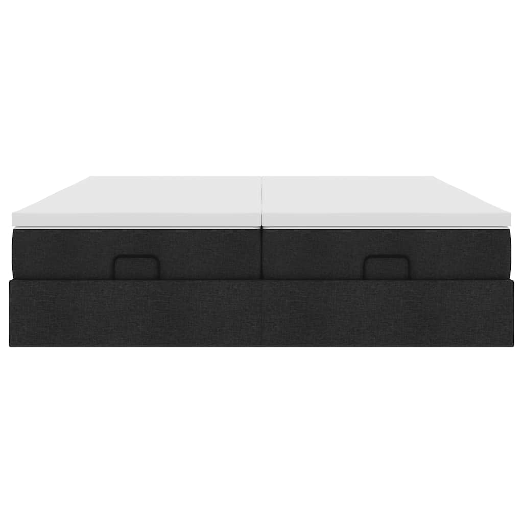 Struttura Letto Pouf con Materassi Nero 160x200 cm in Tessuto