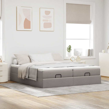 Struttura Letto Pouf con Materassi Tortora 160x200cm in Tessuto