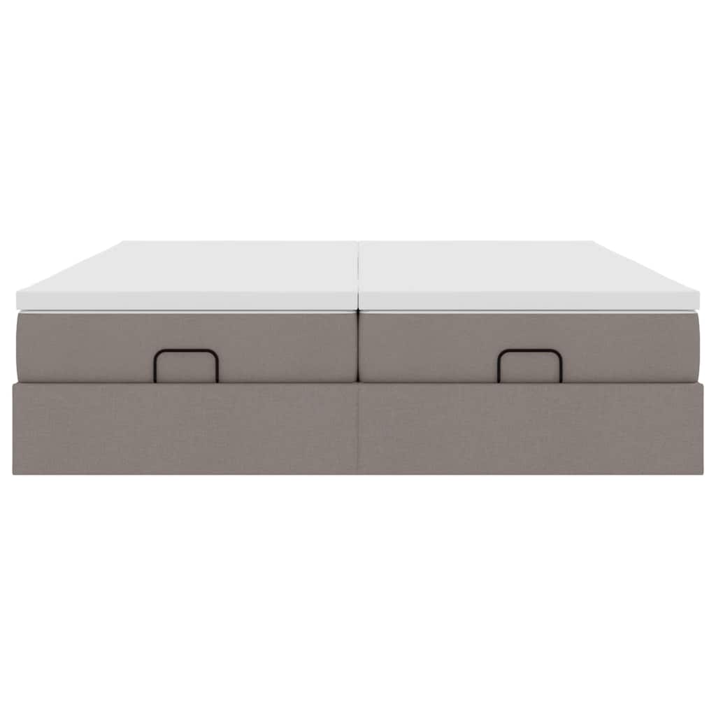 Struttura Letto Pouf con Materassi Tortora 160x200cm in Tessuto