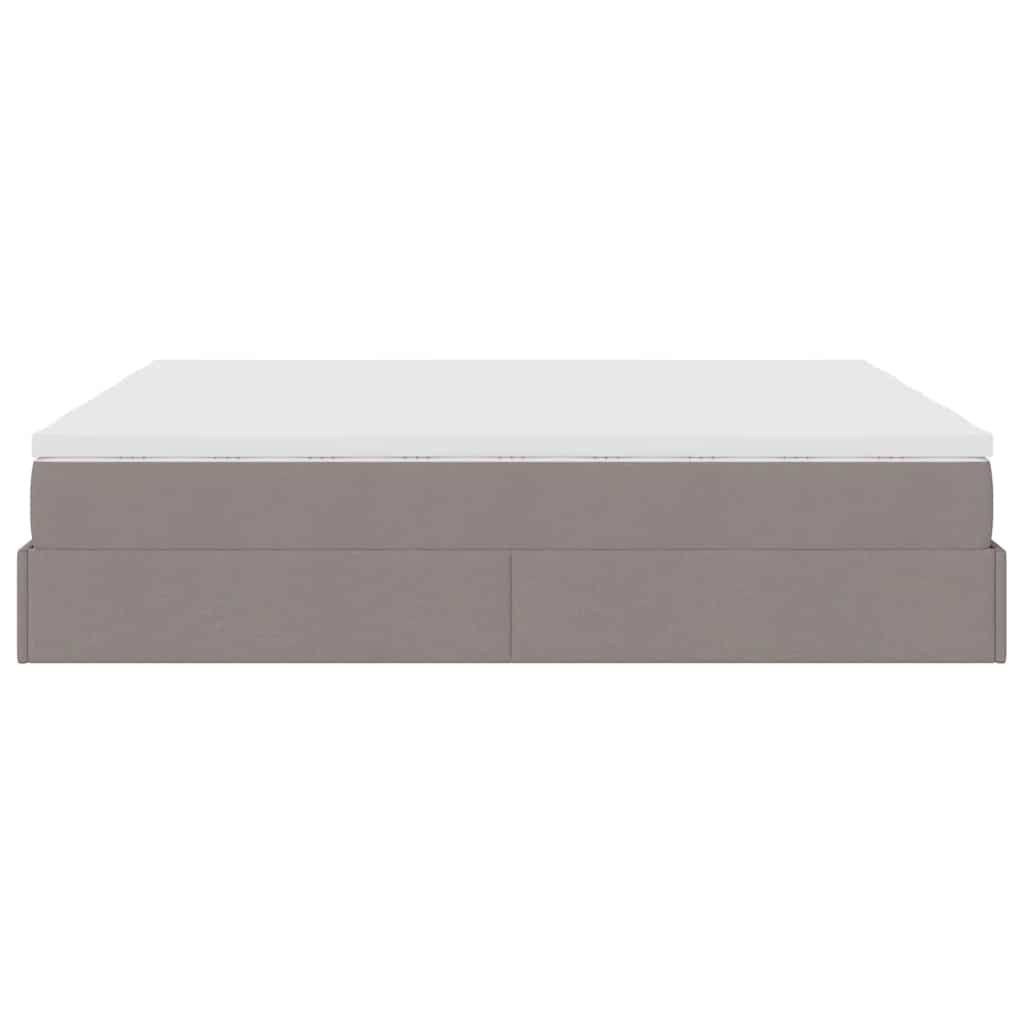 Struttura Letto Pouf con Materassi Tortora 160x200cm in Tessuto