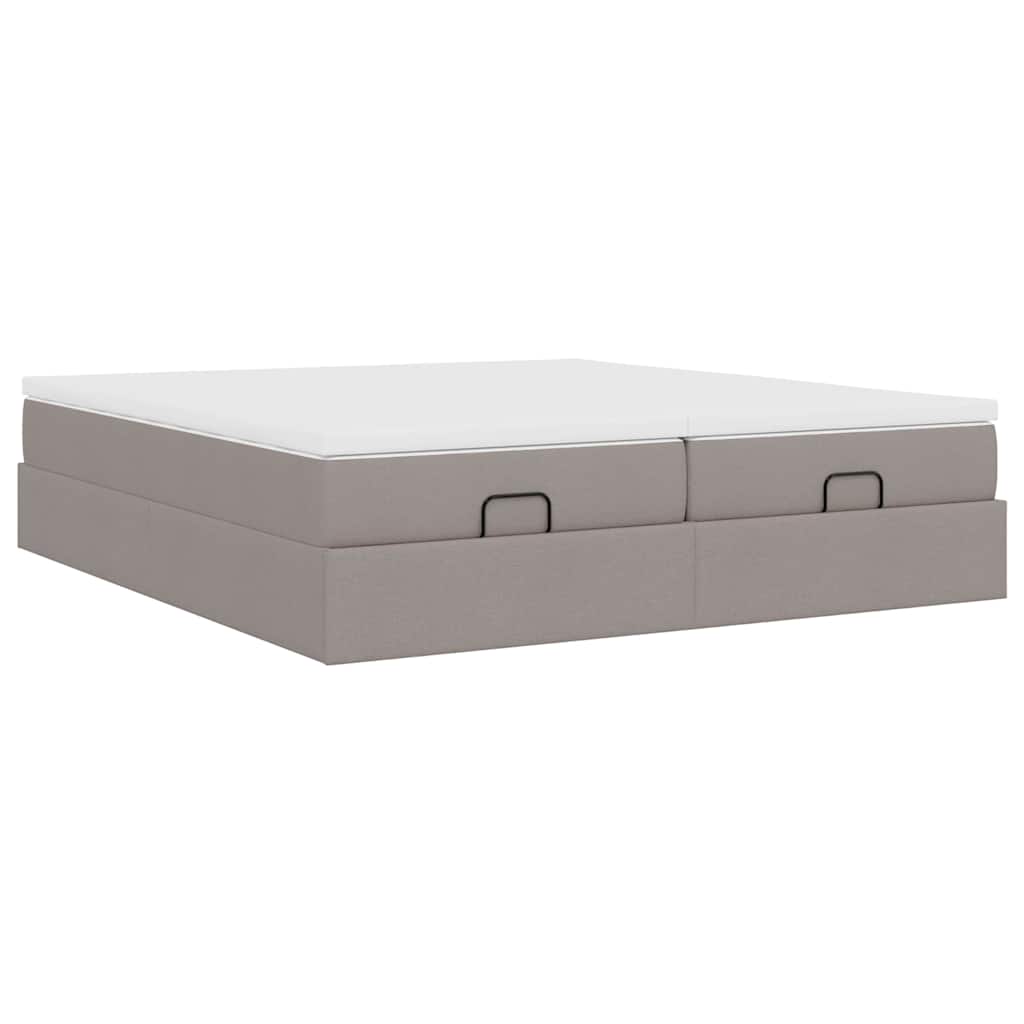 Struttura Letto Pouf con Materassi Tortora 160x200cm in Tessuto