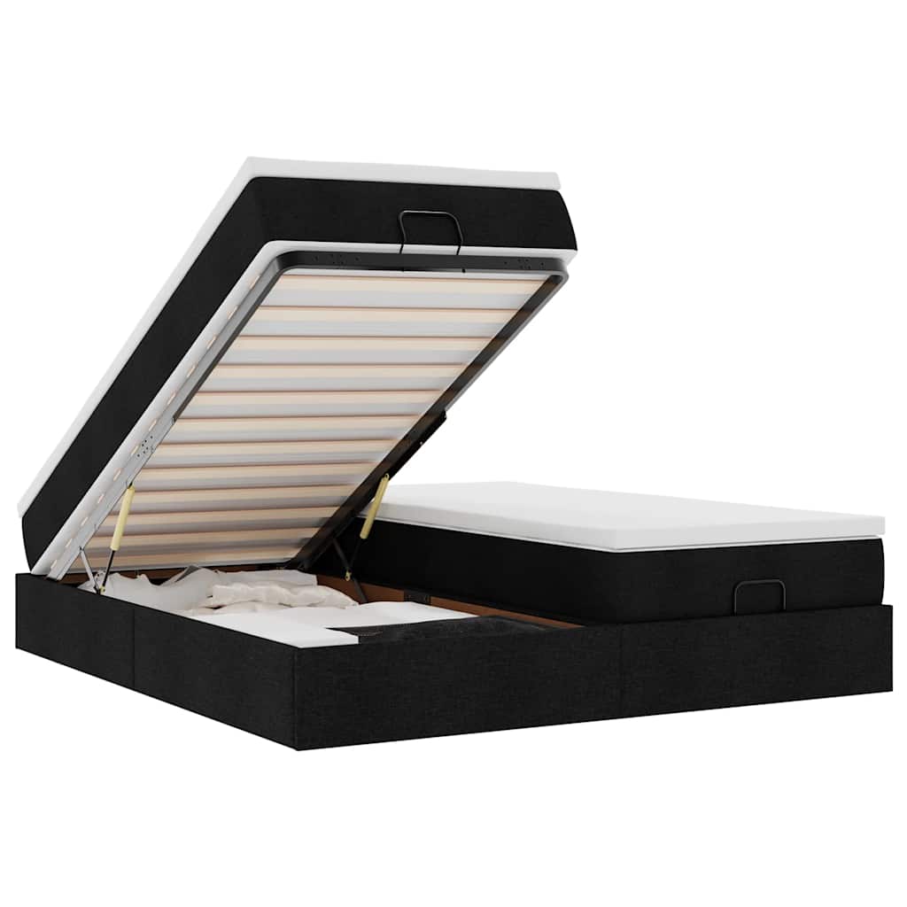 Struttura Letto Pouf con Materassi Nero 180x200 cm in Tessuto - homemem39