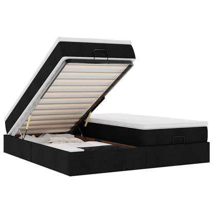 Struttura Letto Pouf con Materassi Nero 180x200 cm in Tessuto - homemem39