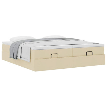 Struttura Letto Pouf con Materassi Crema 180x200 cm in Tessuto | homemem39