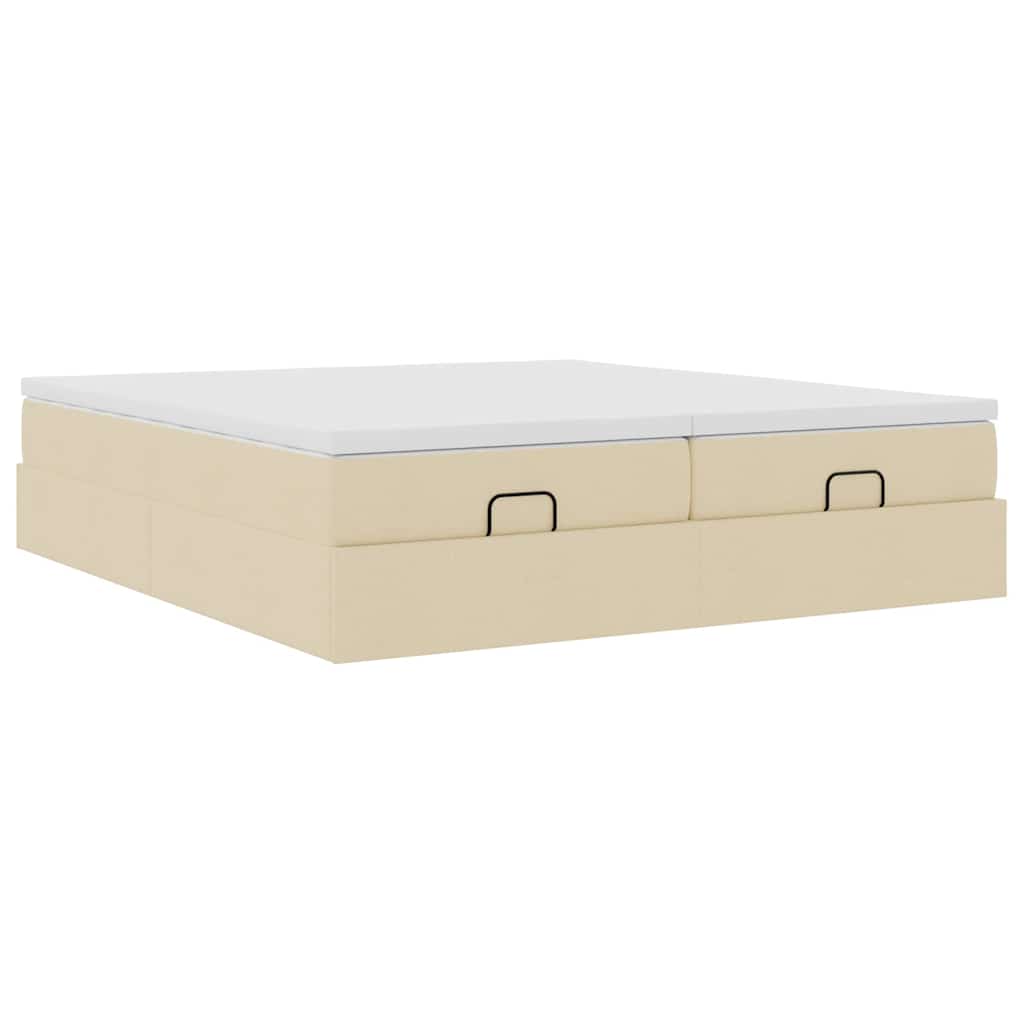 Struttura Letto Pouf con Materassi Crema 180x200 cm in Tessuto | homemem39