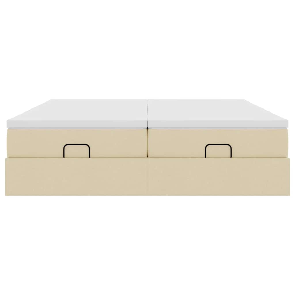 Struttura Letto Pouf con Materassi Crema 180x200 cm in Tessuto | homemem39