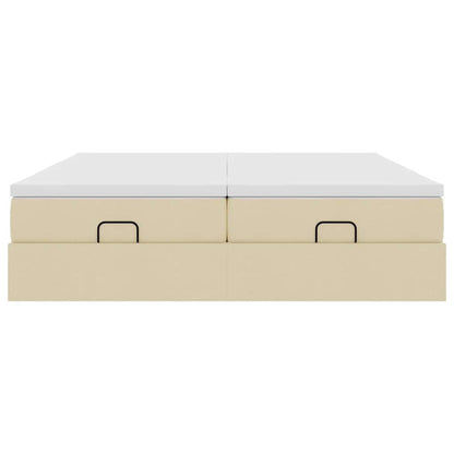 Struttura Letto Pouf con Materassi Crema 180x200 cm in Tessuto | homemem39