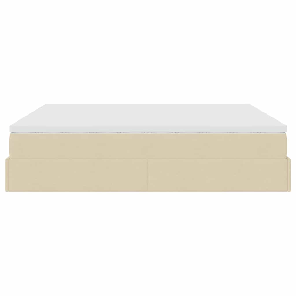 Struttura Letto Pouf con Materassi Crema 180x200 cm in Tessuto | homemem39