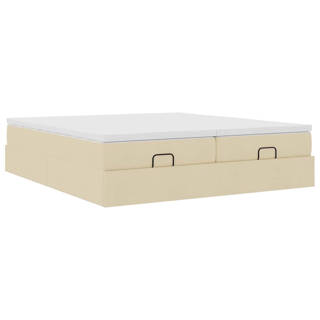 Struttura Letto Pouf con Materassi Crema 180x200 cm in Tessuto | homemem39