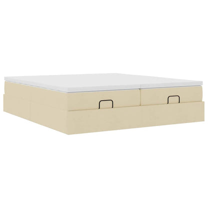 Struttura Letto Pouf con Materassi Crema 180x200 cm in Tessuto | homemem39