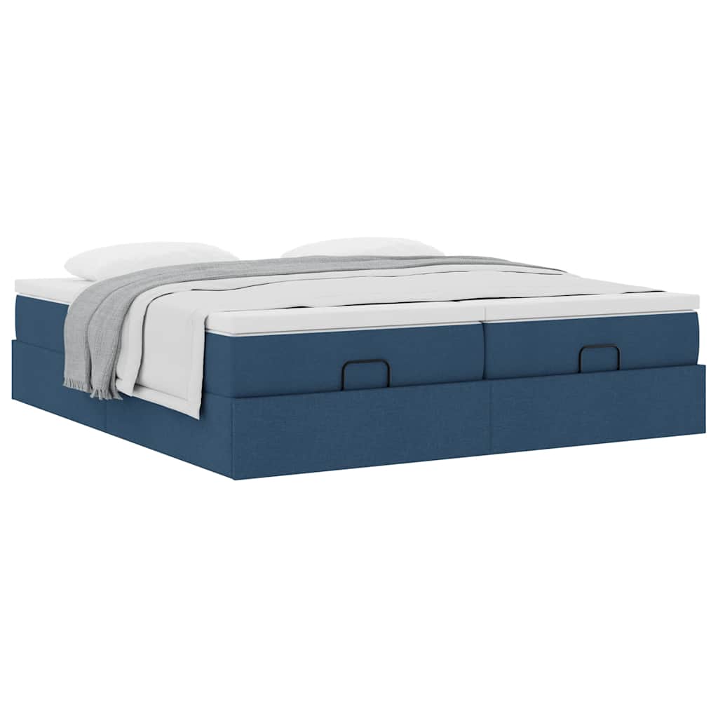 Struttura Letto Pouf con Materassi Blu 180x200cm in Tessuto | homemem39