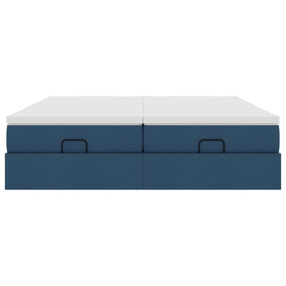 Struttura Letto Pouf con Materassi Blu 180x200cm in Tessuto | homemem39