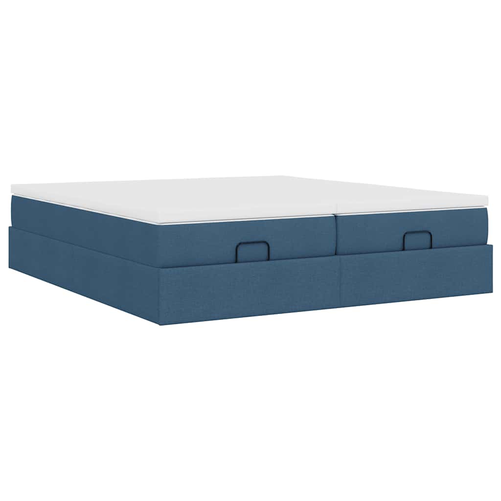 Struttura Letto Pouf con Materassi Blu 180x200cm in Tessuto | homemem39