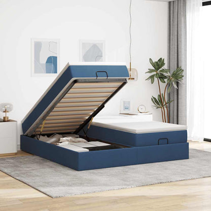 Struttura Letto Pouf con Materassi Blu 180x200cm in Tessuto | homemem39