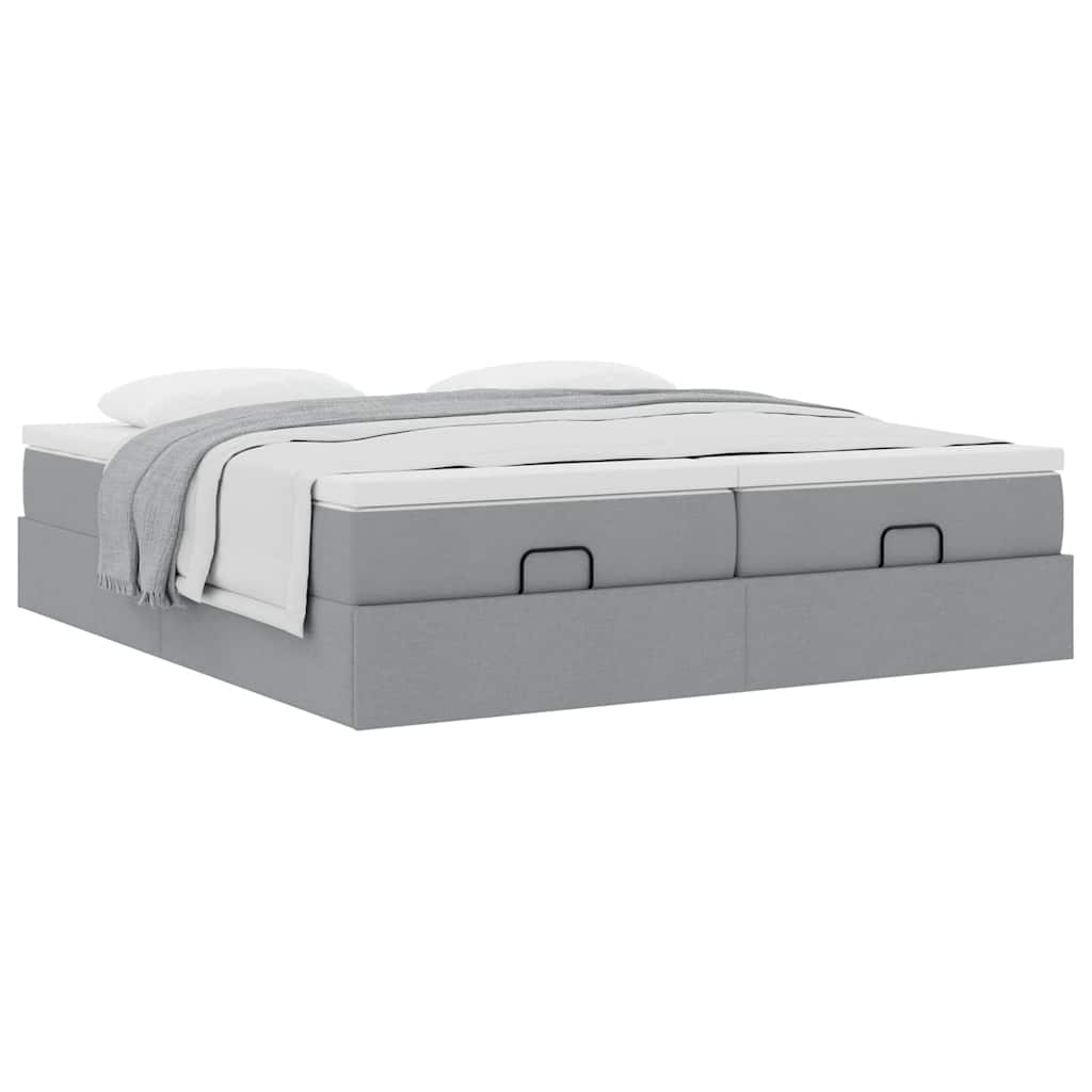 Struttura Letto Pouf con Materassi 200x200 cm in Tessuto - homemem39