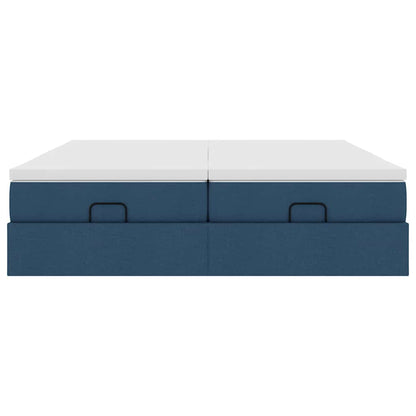 Struttura Letto Pouf con Materassi Blu 200x200 cm in Tessuto | homemem39