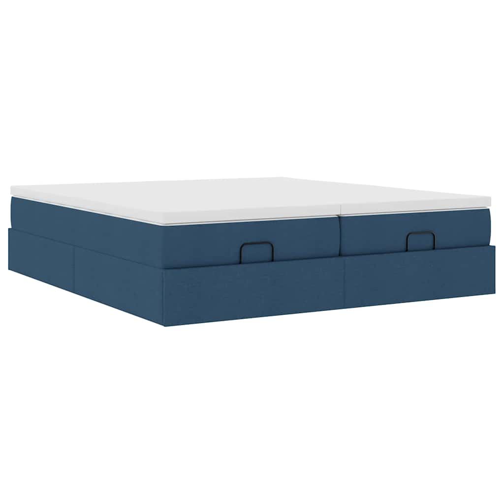 Struttura Letto Pouf con Materassi Blu 200x200 cm in Tessuto | homemem39