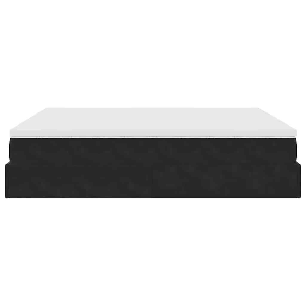 Struttura Letto Pouf con Materassi Nero 160x200 cm in Velluto