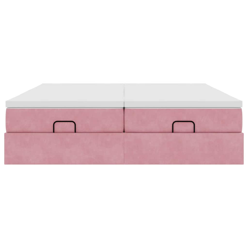 Struttura Letto Pouf con Materassi Rosa 160x200 cm Velluto | homemem39