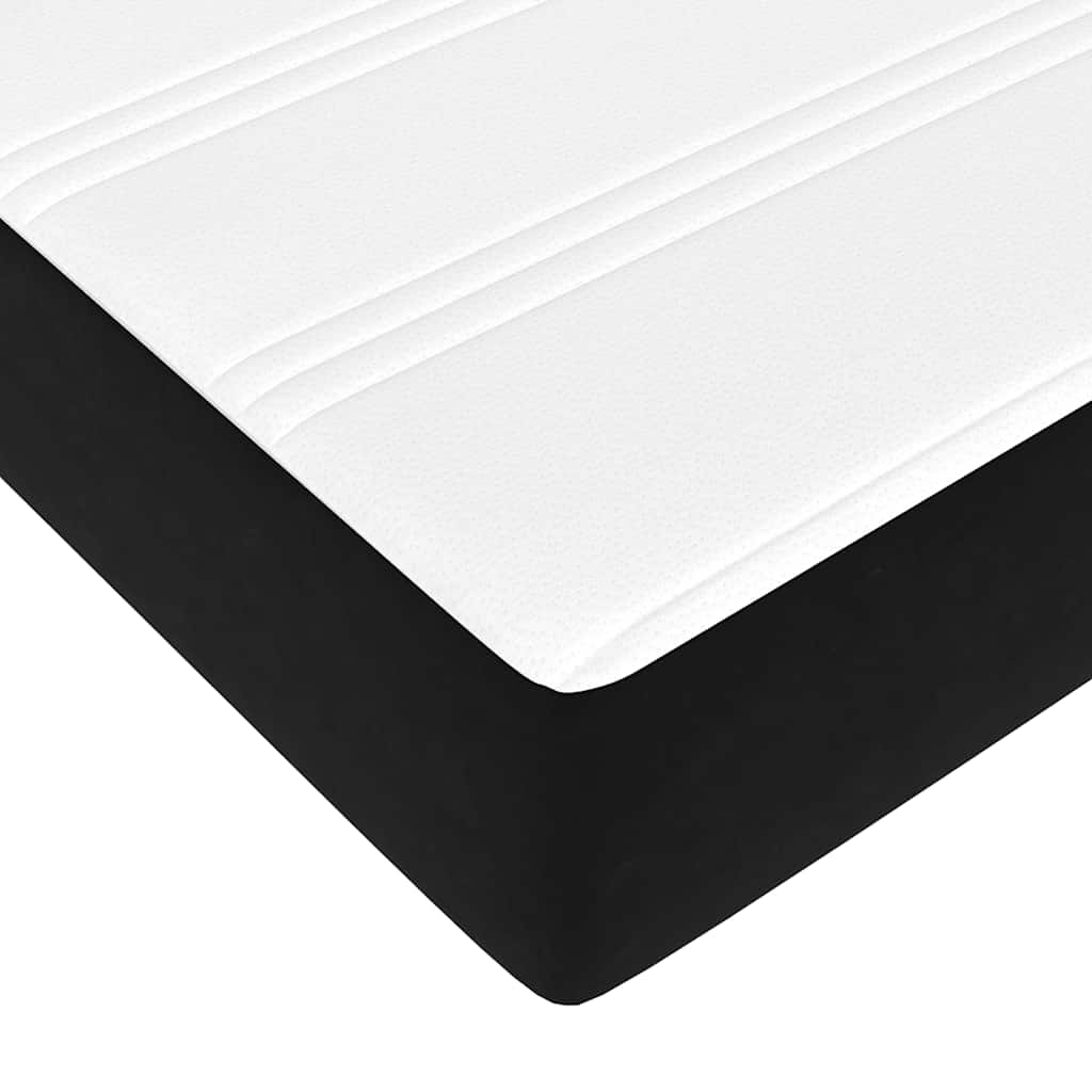 Struttura Letto Pouf con Materassi Nero 180x200 cm in Velluto