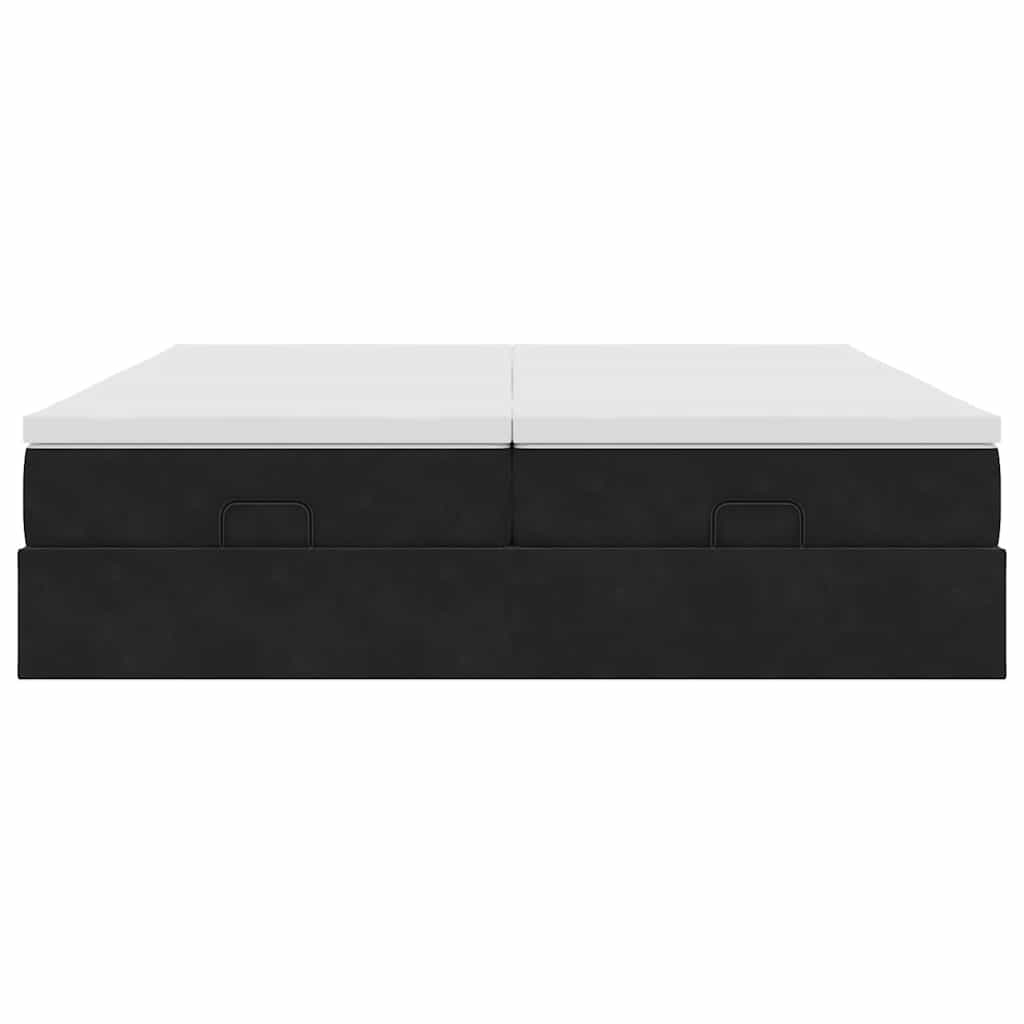 Struttura Letto Pouf con Materassi Nero 180x200 cm in Velluto - homemem39