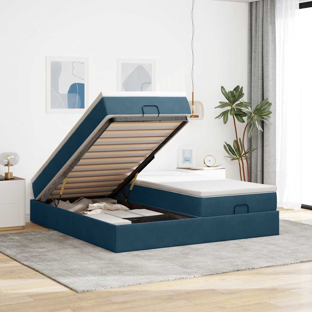 Struttura Letto Pouf con Materassi 180x200 cm Velluto