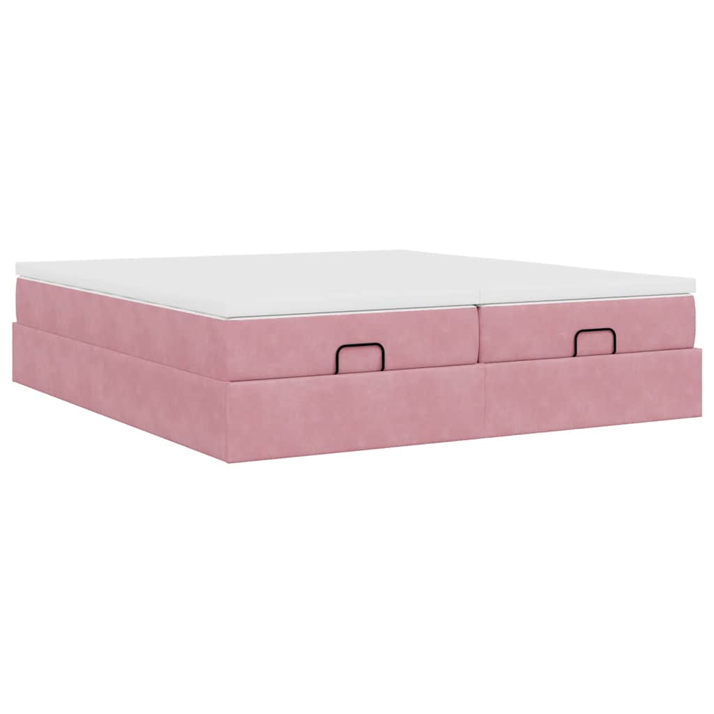 Struttura Letto Pouf con Materassi Rosa 180x200 cm Velluto | homemem39