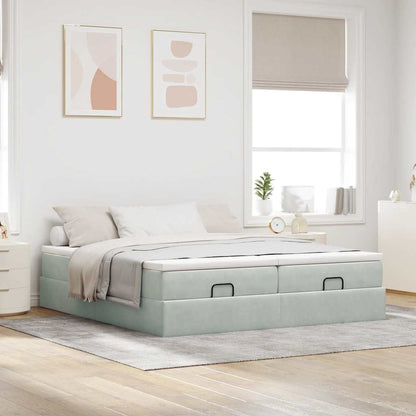Struttura Letto Pouf con Materassi 200x200 cm Velluto