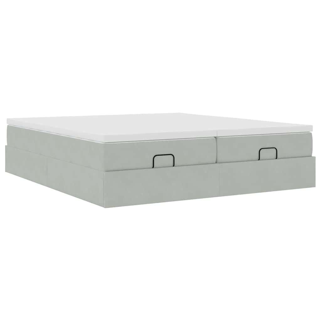 Struttura Letto Pouf con Materassi 200x200 cm Velluto