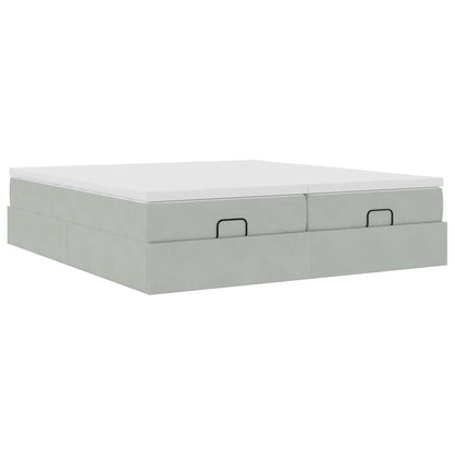 Struttura Letto Pouf con Materassi 200x200 cm Velluto