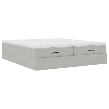 Struttura Letto Pouf con Materassi 200x200 cm Velluto