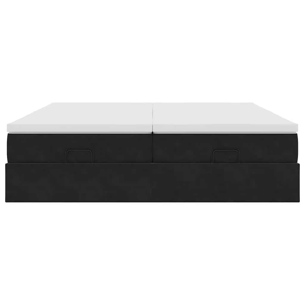 Struttura Letto Pouf con Materassi Nero 200x200 cm Velluto