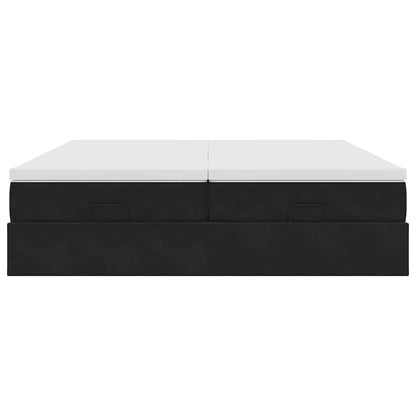 Struttura Letto Pouf con Materassi Nero 200x200 cm Velluto