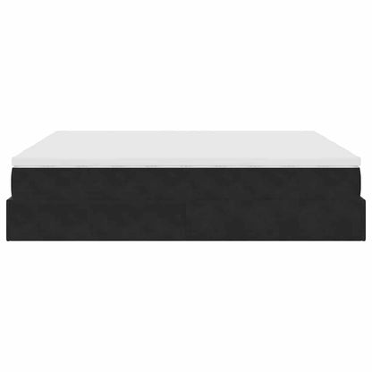 Struttura Letto Pouf con Materassi Nero 200x200 cm Velluto - homemem39