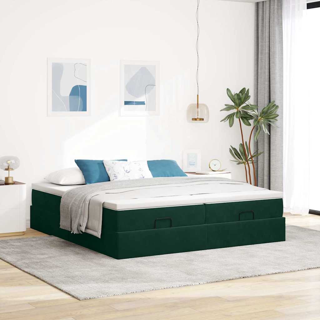 Struttura Letto Pouf con Materassi 200x200 cm Velluto | homemem39