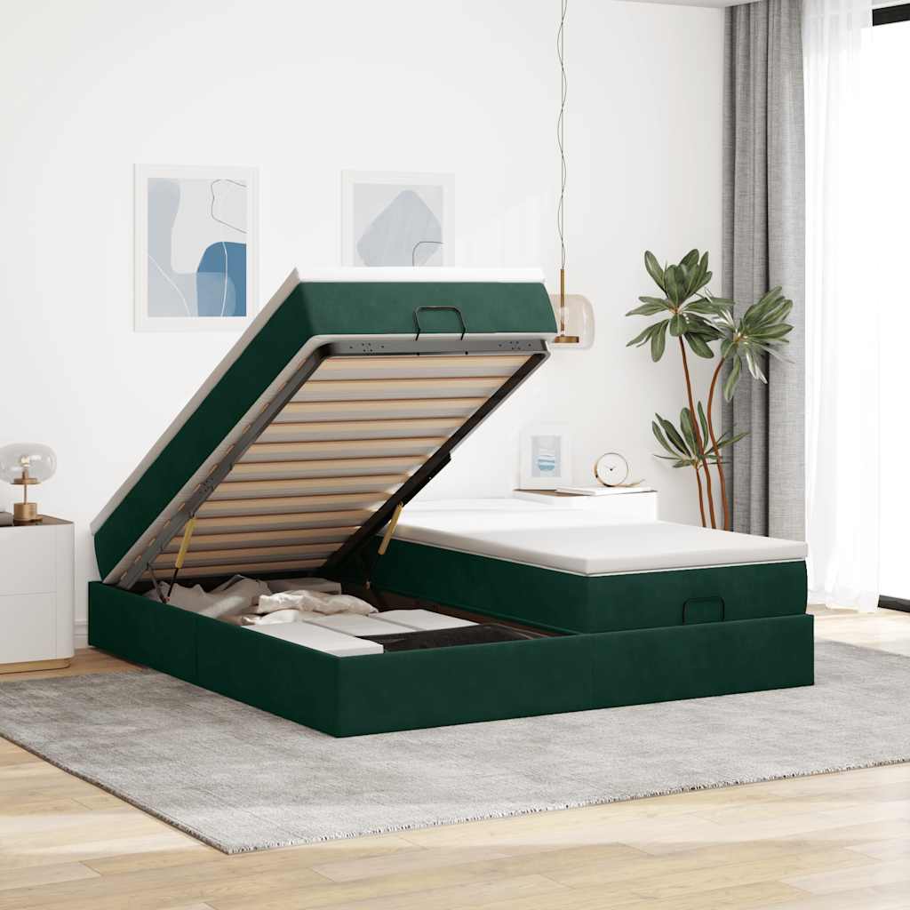 Struttura Letto Pouf con Materassi 200x200 cm Velluto | homemem39