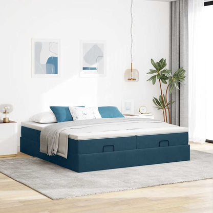 Struttura Letto Pouf con Materassi 200x200 cm Velluto