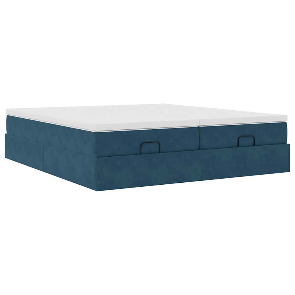 Struttura Letto Pouf con Materassi 200x200 cm Velluto