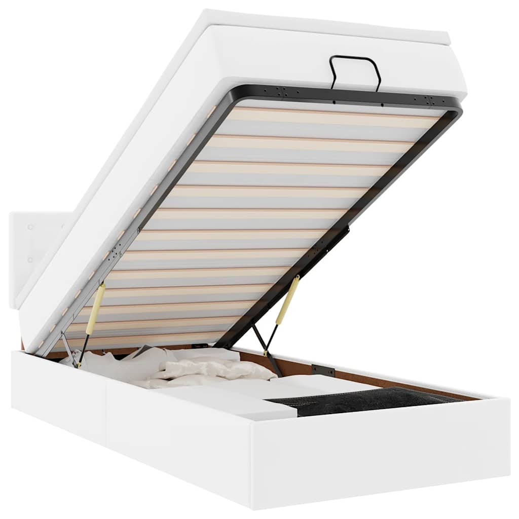 Letto Pouf con Materasso Bianco 80x200 cm Similpelle