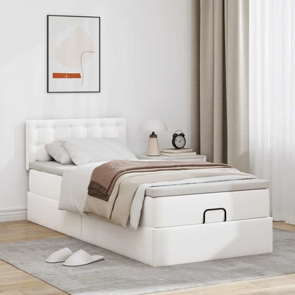 Letto Pouf con Materasso Bianco 80x200 cm Similpelle