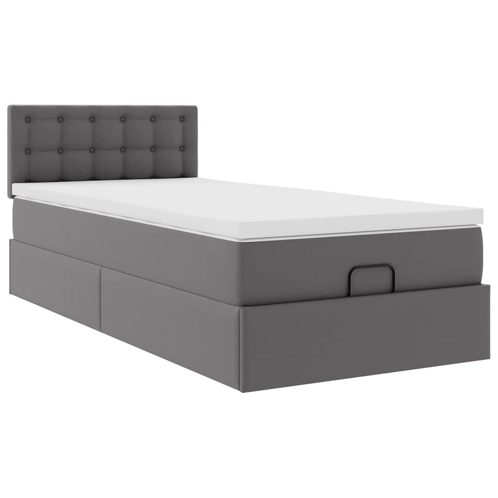 Letto Pouf con Materasso Grigio 80x200 cm Similpelle