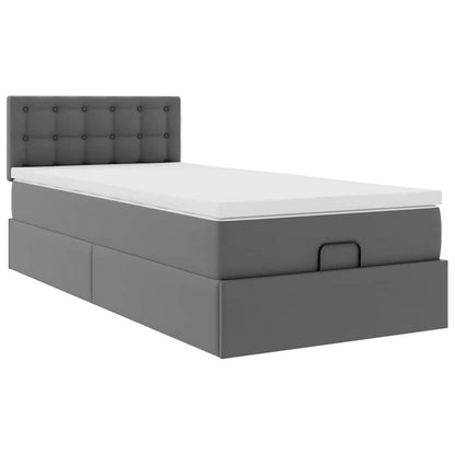 Letto Pouf con Materasso Grigio 80x200 cm Similpelle