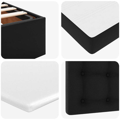 Letto Pouf con Materasso Nero 90x190 cm Similpelle