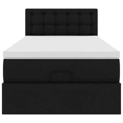 Letto Pouf con Materasso Nero 90x190 cm Similpelle