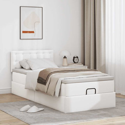 Letto Pouf con Materasso Bianco 90x190 cm Similpelle | homemem39